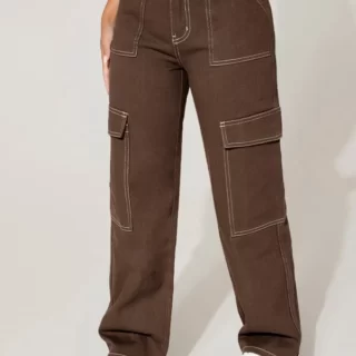 SS PETITE High Waist Flap Pocket Cargo Jeans