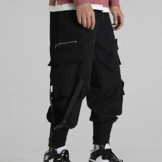 Men Flap Pocket Buckle Cargo Pants